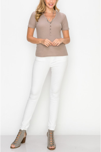 BABY THERMAL SHORT SLEEVE V NECK HENLEY